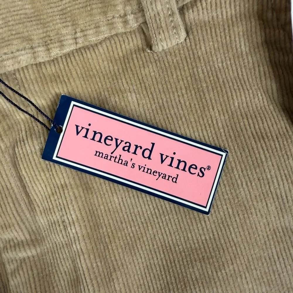 Vineyard Vines Corduroy Skirt 12 Beige Khaki Sand 5 Pocket Zip Fly Stretch